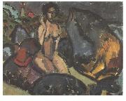 Ernst Ludwig Kirchner Bathing woman between rocks painting